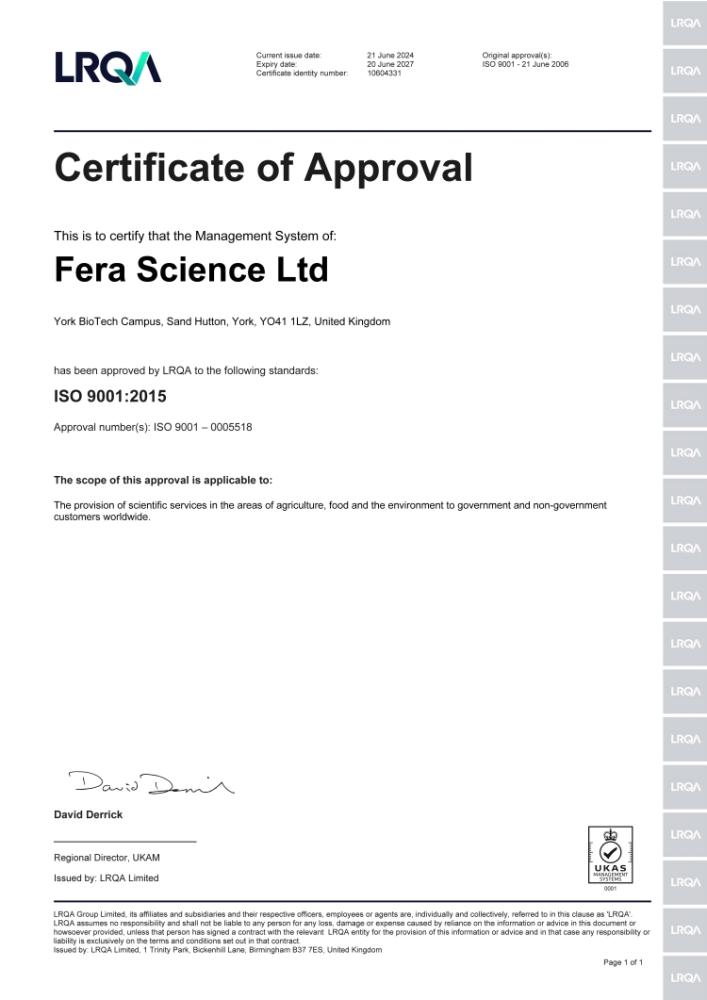 ISO9001 Certificate of Approval is available here.